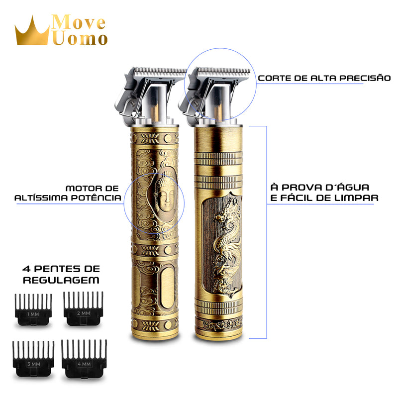 [50% OFF + Frete GRÁTIS] - Barbeador Gold Dragon® - Máquina Profissional Barba e Cabelo / (PDU01)